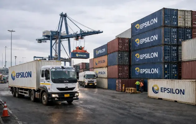 Container yard operations with road transport and port logistics