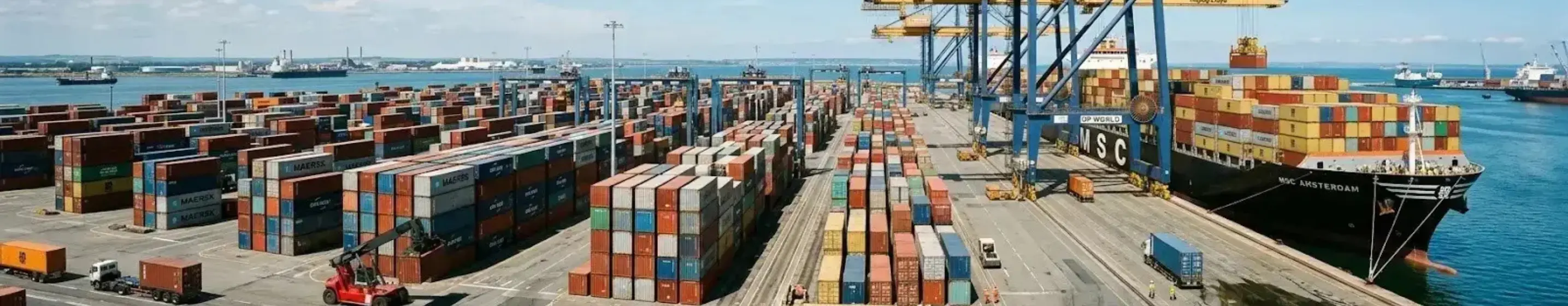 Container ship at the sea port for  international sea freight