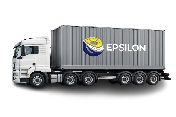 Forklift handling shipping container inside logistics facility