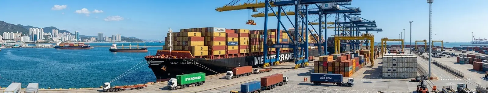 Container ship at the sea port for  international sea freight