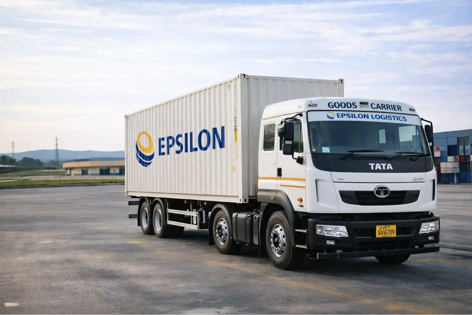 Container truck for goods transport and logistics services