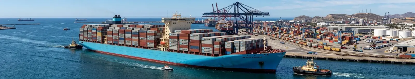 Container ship across the ocean for international sea freight